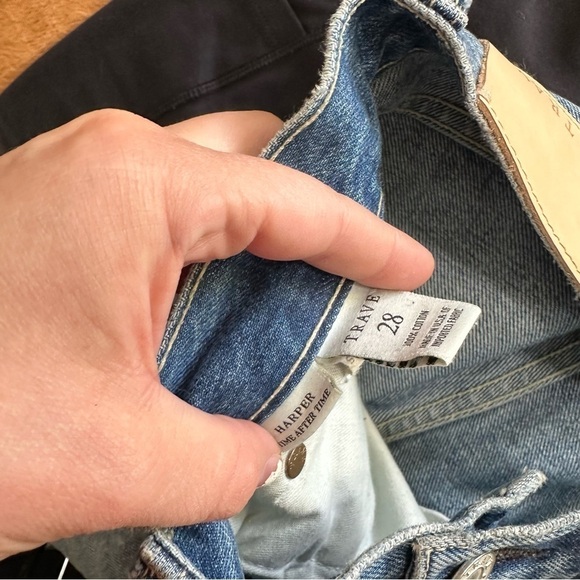 Trave Harper jeans time after time washed cropped straight raw hem distressed 28 - Picture 4 of 9